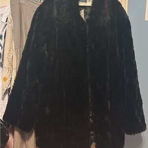 Luxurious Black Faux Fur Coat